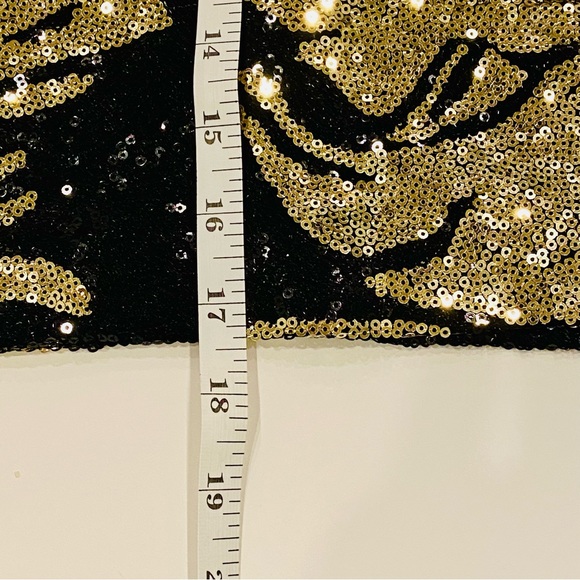 BLACK COLLECTION Mini Skirt Black Gold Tiger Print Celebrity Luxury Style - Picture 12 of 14